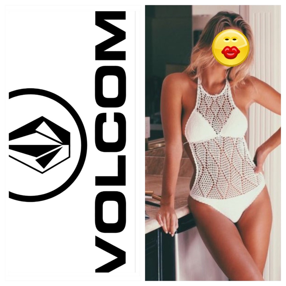 Volcom Women's White Crochet One-Piece Swim Suit